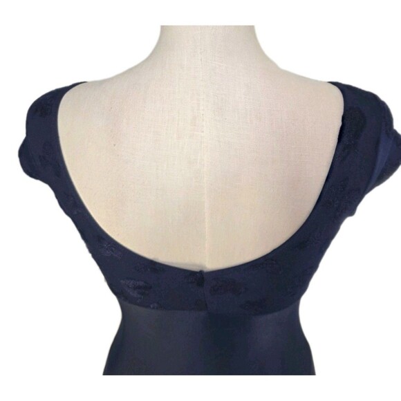 Body Wrappers VTG Embossed Floral Navy SS Dance Leotard Size Preteen Adult XS/S - Picture 3 of 16